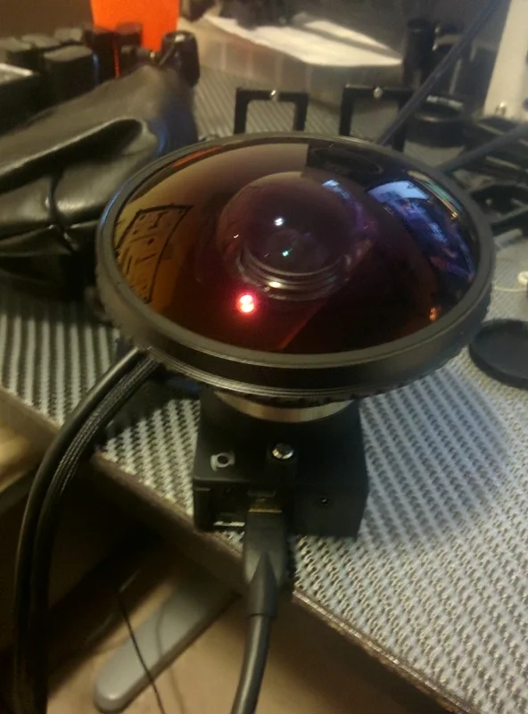 Close-up custom fisheye optical assembly.