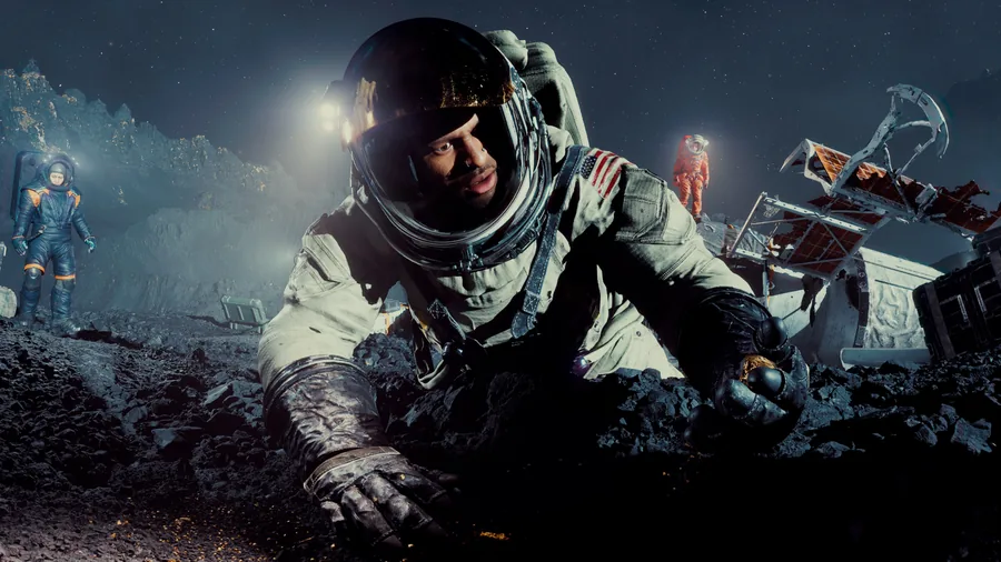 ASTEROID film still: an astronaut on the asteroid surface.