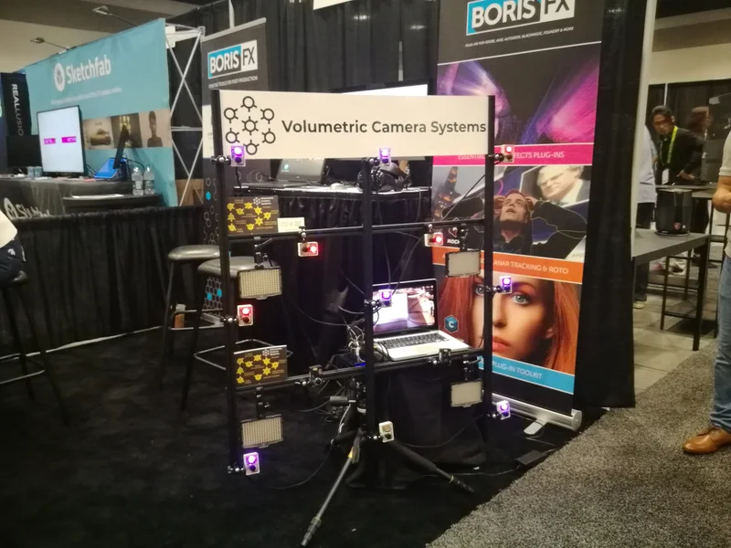 VCS modular camera array and branded booth beside Boris FX and Sketchfab.