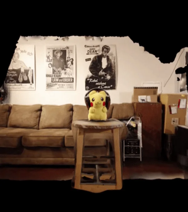 Frame from reconstructed scene and digital characters demonstrated in the 2021 GTC presentation.