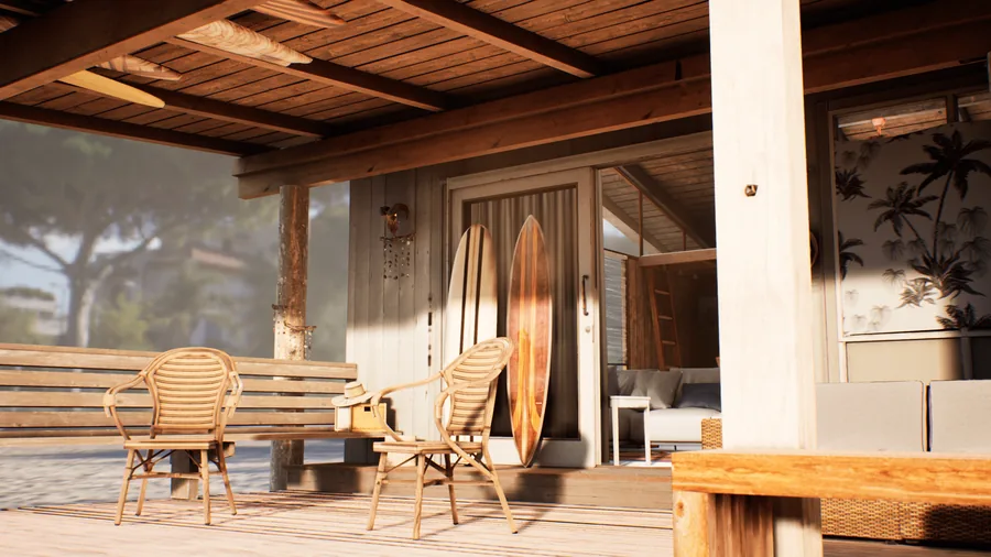Kokomo beach-house environment.
