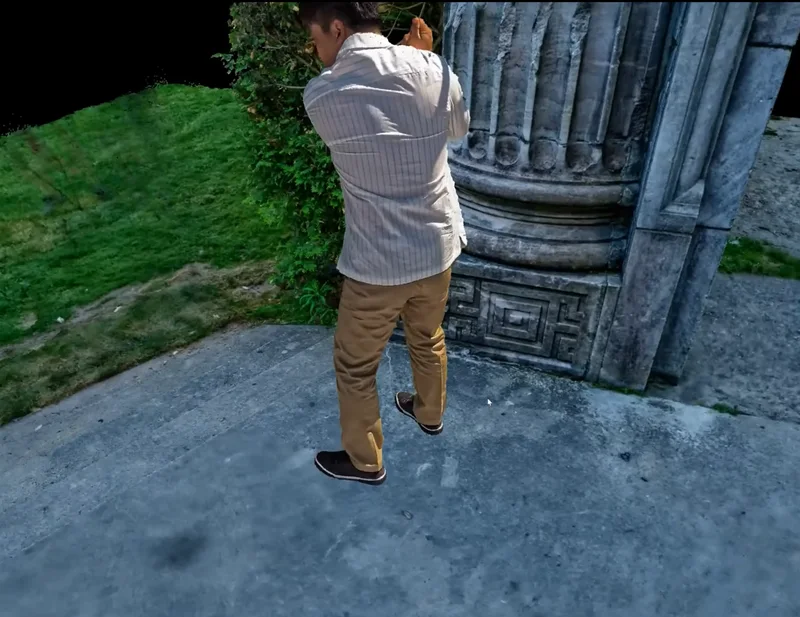 Reconstructed performer placed into an exterior environment.