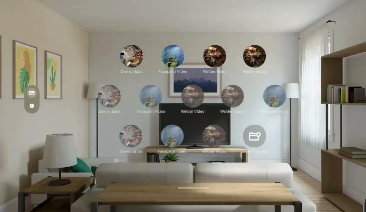 Mirage spatial-player interface shown in the supplied presentation.