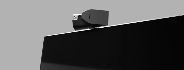 Mobile Portrait concept render. Camera module mounted above the display, front detail.