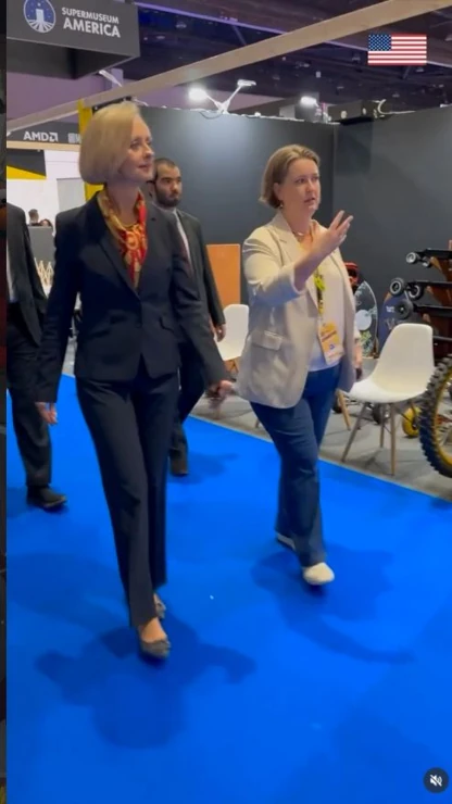Visitors at the SuperMuseum: America booth, Middle East Film and Comic Con — video frame. Source: U.S. Mission UAE.
