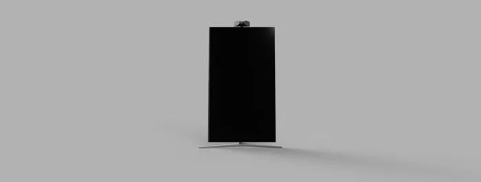 Mobile Portrait concept render. Camera-and-display assembly, straight-on elevation.